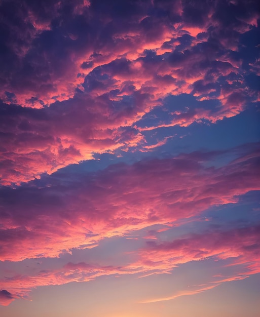 Piękne niebo o zachodzie słońca z pastelowymi różowymi i fioletowymi kolorami zachód słońca z chmurami