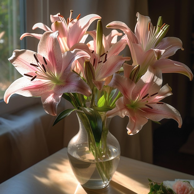 Piękne obrazy bukietów kwiatów lilii Generacyjna sztuczna inteligencja