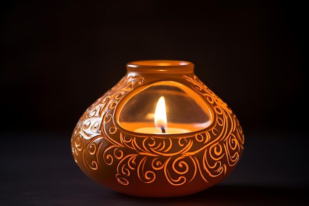 Piękne oświetlenie Diwali lub diya lub lampy olejowe z gliny