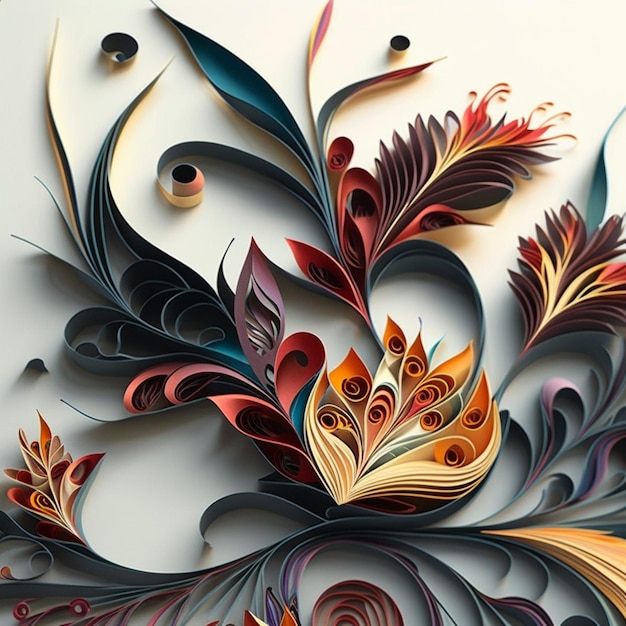 Piękne papierowe quillingowe wzory rzemieślnicze Art Design Sztuczna inteligencja Generowana sztuka
