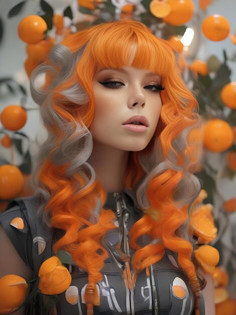 Zdjęcie piękne pomarańczowe włosy glamopp