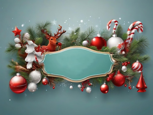 Piękne pudełko z prezentami świątecznymi dla Świętego Mikołaja i przyjaciół na dzień Bożego Narodzenia z ilustracją akwarelową