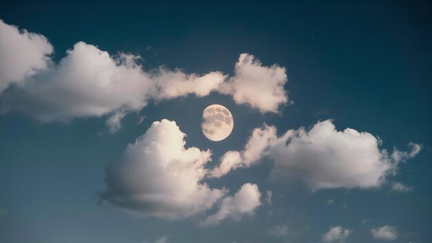Piękne realistyczne chmury z pełnią księżyca