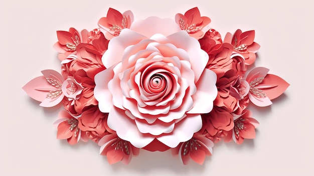 Piękne róże zaproszenie w kształcie kwiatu Generative AI