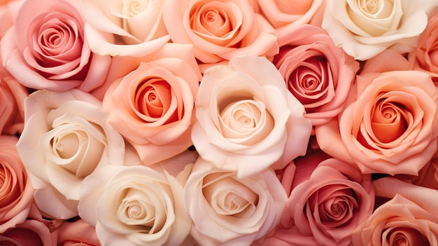 Piękne różowe róże o różnych odcieniach