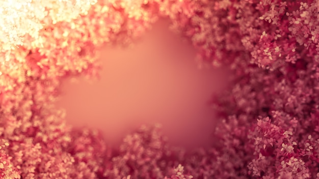 Zdjęcie piękne różowe tło z liśćmi, pora roku. renderowania 3d.