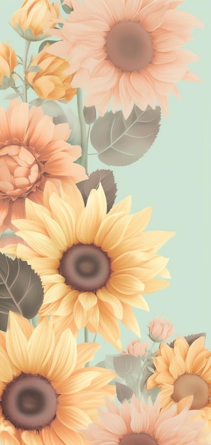 Piękne słoneczniki tapety tła ilustracji Generative Ai