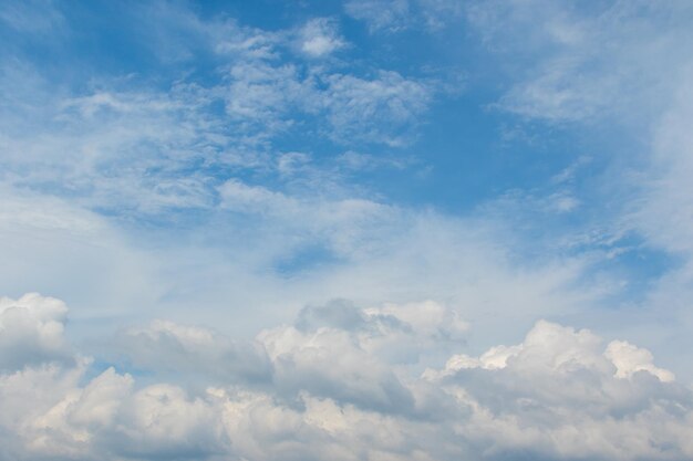 Piękne spokojne błękitne niebo z chmurami