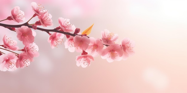 Piękne środowisko wiosenne z gałęzią kwitnącej sakury Kopiuj przestrzeń dla tekstu