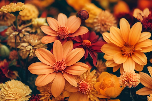 Piękne tło aranżacji kwiatów gerbery, różne tapety z bukietem wiosennych kwiatów