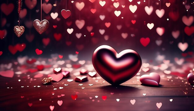 Piękne tło serca tło dnia walentynek z czerwonymi sercami uroczy miłość baner 3d serca