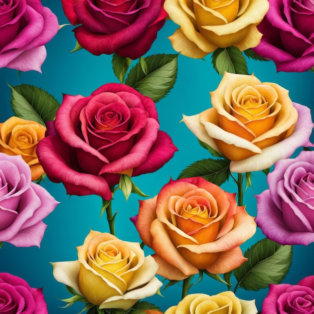 Piękne tło z kolorowymi różami ułożonymi jako bukiet