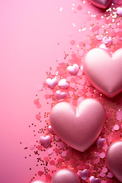 Piękne tło z różowymi sercami Generatywna sztuczna inteligencja walentynka