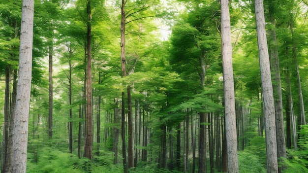 Zdjęcie piękne ujęcie lasu z wysokimi zielonymi drzewami