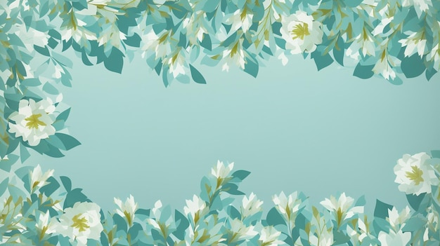 Piękne wiosenne kwiaty i liście na białym tle z negatywną przestrzenią