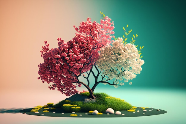 piękne wiosenne tło minimalistyczne z drzewami