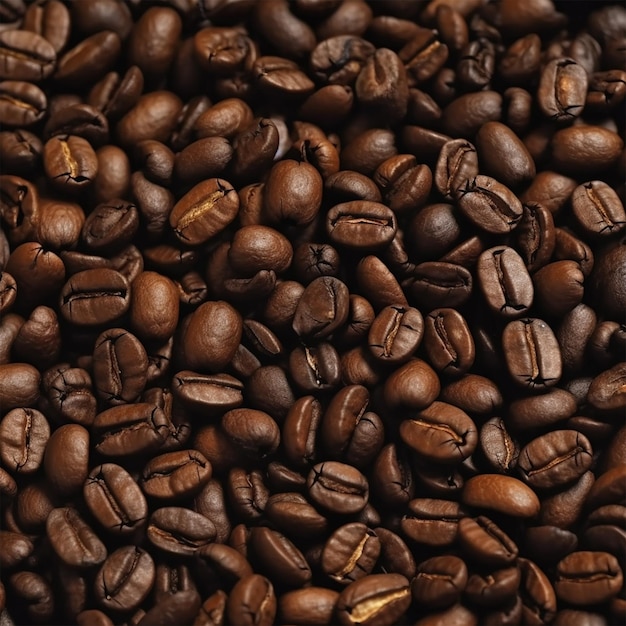 Piękne zbliżenie brązowych świeżych czarnych ziaren kawy