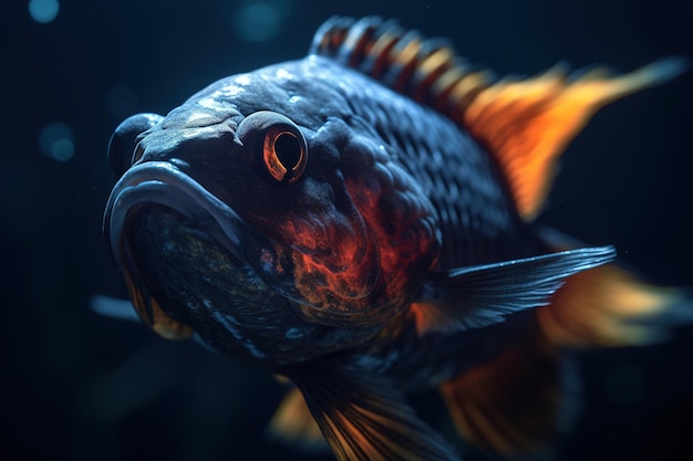 Piękne zbliżenie ryb wygenerowane przez sztuczną inteligencję