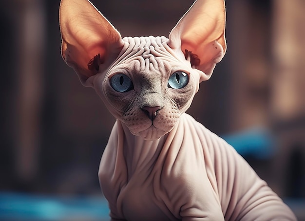 Piękne zdjęcie koncepcja kota sfinksa współczesne naturalne i nastrojowe tło społeczne generatywna sztuczna inteligencja