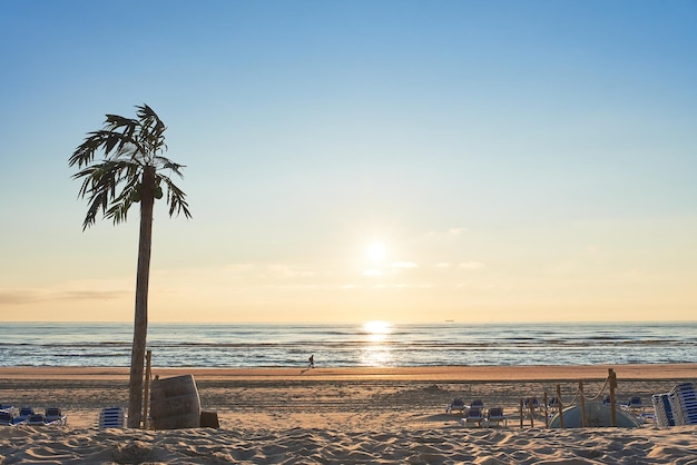 Piękne zdjęcie plaży podczas zachodu słońca