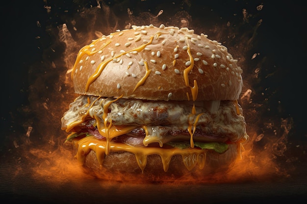 Zdjęcie piękne zdjęcie pysznego burgera generative ai