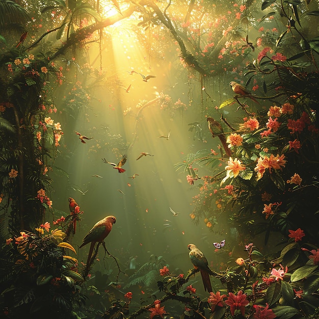 Piękne zielone zdjęcia dżungli.