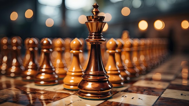 Piękne złote figurki szachowe szachowa strategiczna gra intelektualna