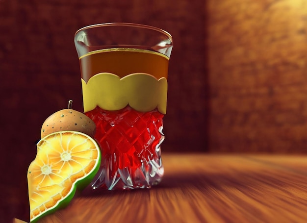 Pięknie ozdobione tradycyjne szkła vintage wypełnione sokiem z truskawek