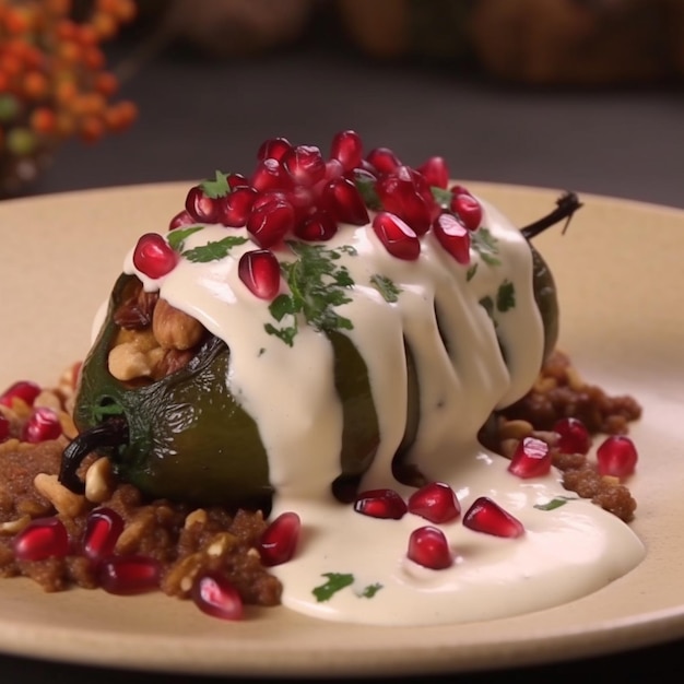 Pięknie przedstawione chili en nogada smak tradycyjnego Meksyku