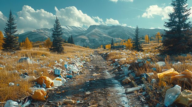 Piękno gór zniszczone przez rozległe składowisko śmieci