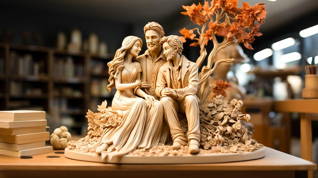 Piękno i kreatywność łączą się w glinianej rzeźbie miłości rodzinnej