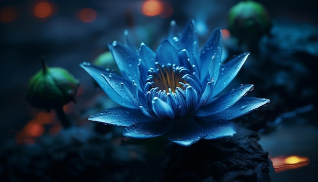 Zdjęcie piękno lilii wodnej w naturze różowy kwiat wygenerowany przez sztuczną inteligencję