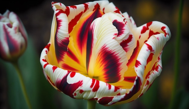 Piękno natury kwitnie w żywych odcieniach płatków tulipanów generowanych przez sztuczną inteligencję