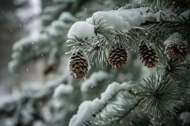 Piękno natury Stare zielone sosny z ciężkim ładunkiem stożków sosnowych