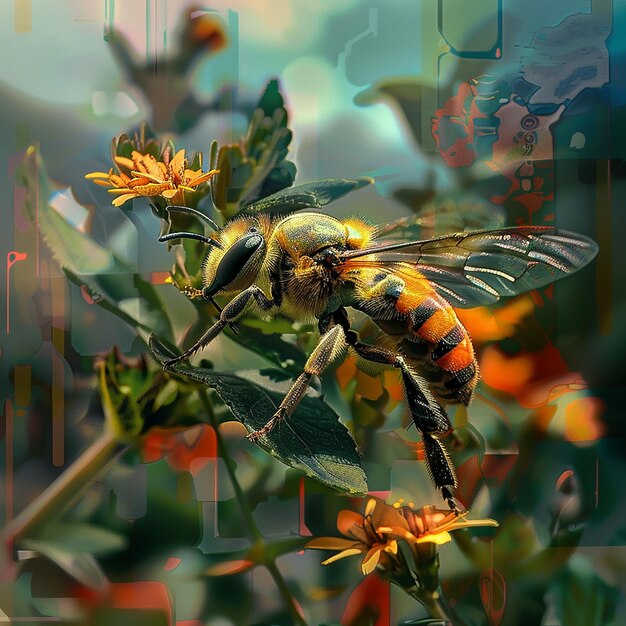 Piękno natury zapylającej pszczoły prążkowane