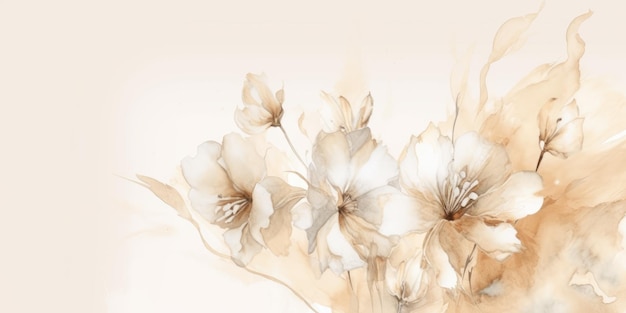 Piękny abstrakcyjny beżowy i biały akwarela kwiatowy wzór tła piękny Generative AI AIG32