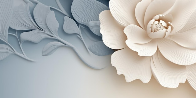 Piękny abstrakcyjny beżowy niebieski białawy kwiatowy wzór tła piękny generatywny AI AIG32