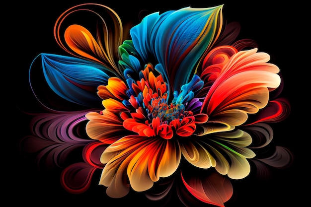 Piękny abstrakcyjny kolorowy kwiatek Generative AI