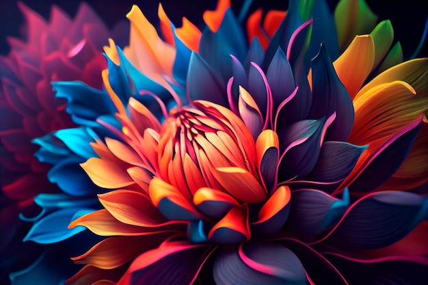 Piękny abstrakcyjny kolorowy kwiatek Generative AI