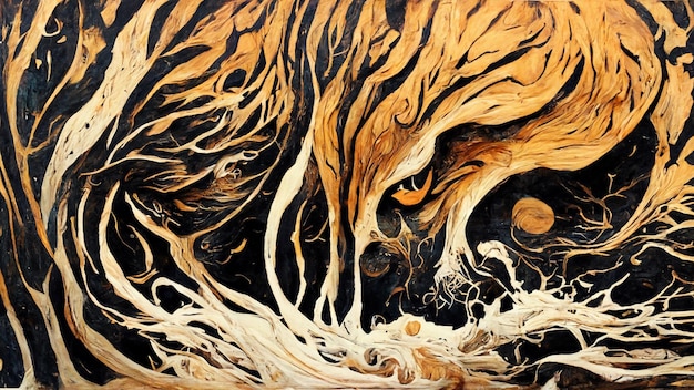 Piękny abstrakcyjny obraz lwa drewna ilustracja 3D