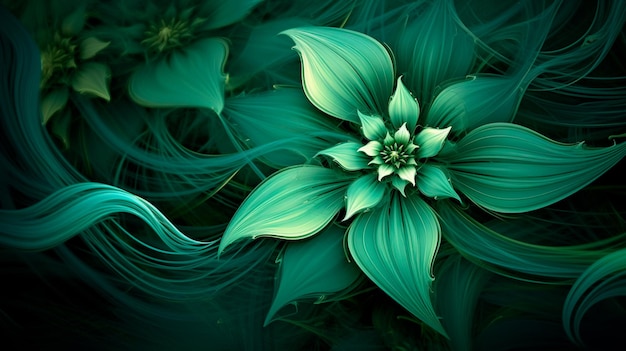 Piękny abstrakcyjny zielony kwiatowy wzór Generative AI ilustrator