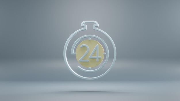 Piękny abstrakt 24 Hours Timer obsługuje żółte symbole światła na niebieskim tle 3D rendering