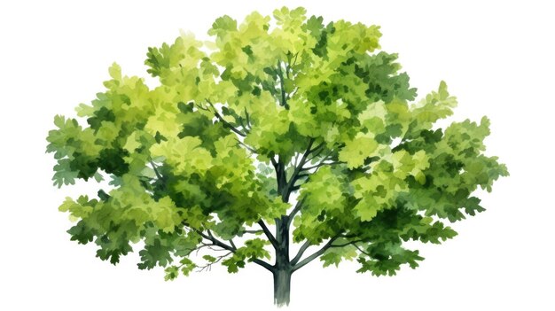 Zdjęcie piękny akwarelowy obraz drzewa z żywymi zielonymi liśćmi doskonały do dodania dotyku natury do każdego projektu projektowego