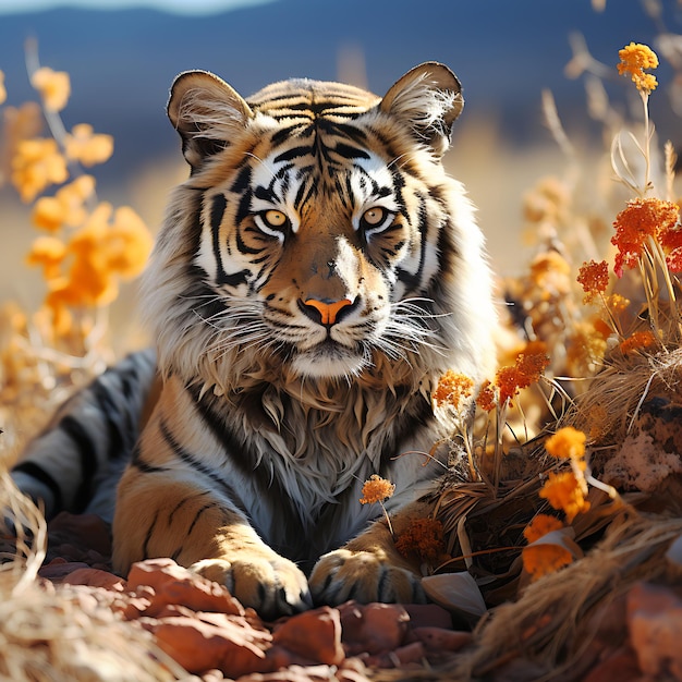 Piękny akwarelowy obraz dżungli z tygrysem Wygenerowana sztuczna inteligencja