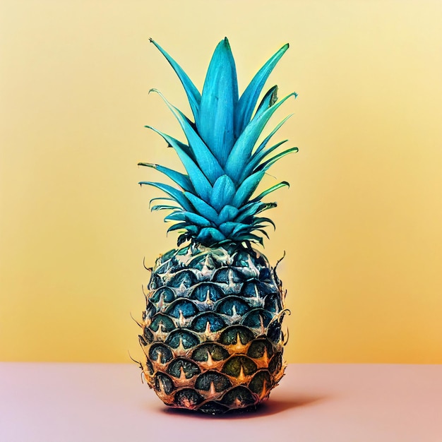 Piękny ananas z minimalną kolorową ilustracją 3d