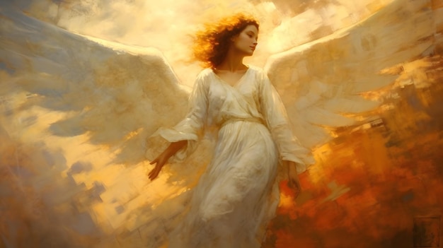Piękny Anioł Kobieta na niebie Chrześcijaństwo Chrześcijaństwo Jezus Chrystus Generacyjna AI
