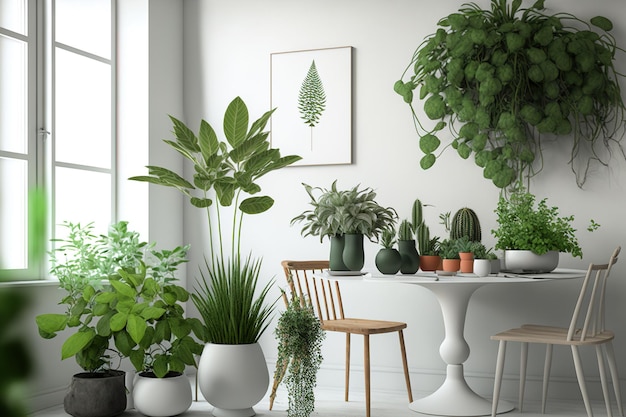 Piękny asortyment roślin domowych na białym stole