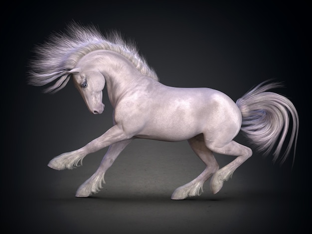 Piękny biały koń renderowania 3D