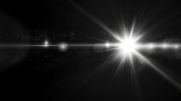 Zdjęcie piękny biały wybuch światła na czarnym tle