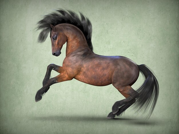 Piękny brązowy koń renderowania 3d
